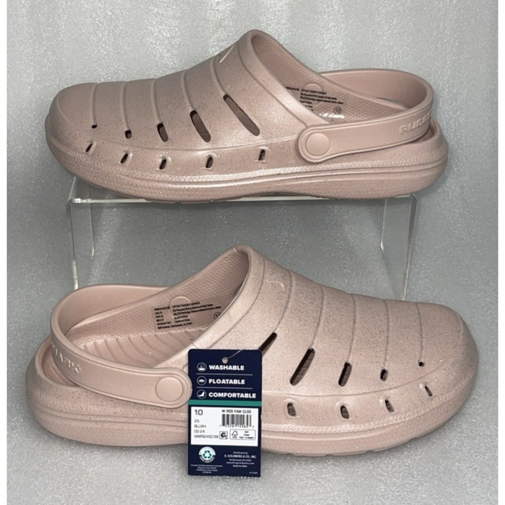 Rugged Shark Women's Comfort Eva Clog Sandals‎ Baby Pink w/ Glitter Size 10 NEW